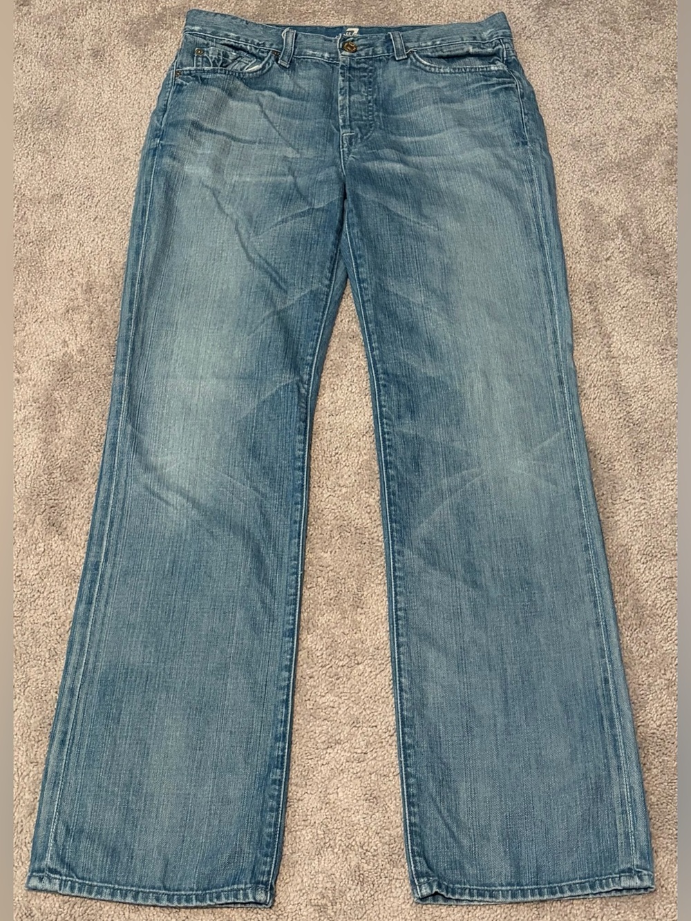 7 For All Mankind Standard Straight Leg Jeans Womens 31 Light Wash Measure 31x32